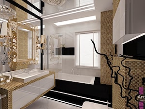 Łazienka w złocie - Średnia łazienka z oknem, styl nowoczesny - zdjęcie od ARCHITETTO
