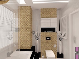 Łazienka w złocie - Mała na poddaszu łazienka z oknem, styl glamour - zdjęcie od ARCHITETTO
