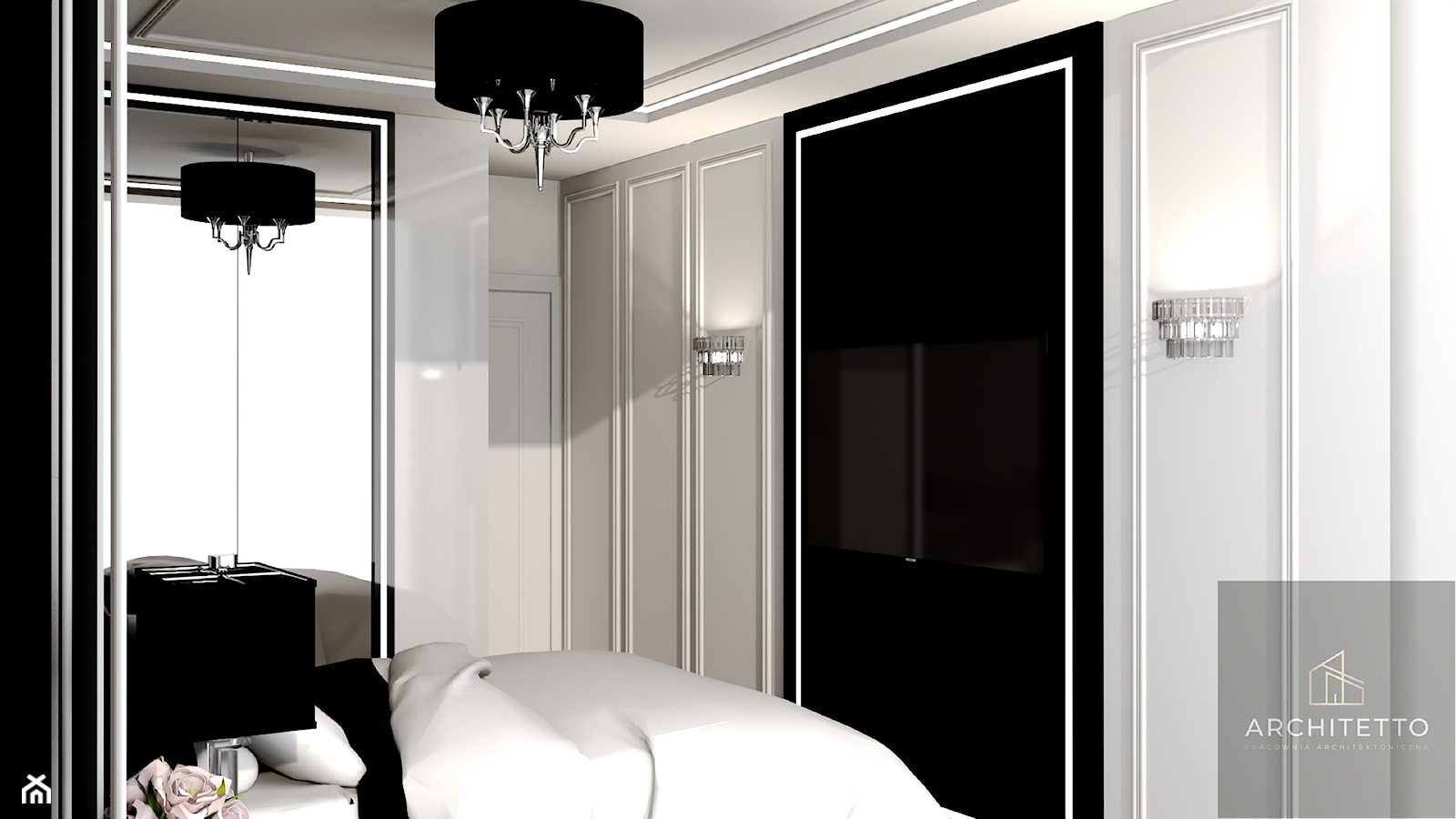 Sypialnia z pikowanym zagłówkiem - Sypialnia, styl glamour - zdjęcie od ARCHITETTO - Homebook