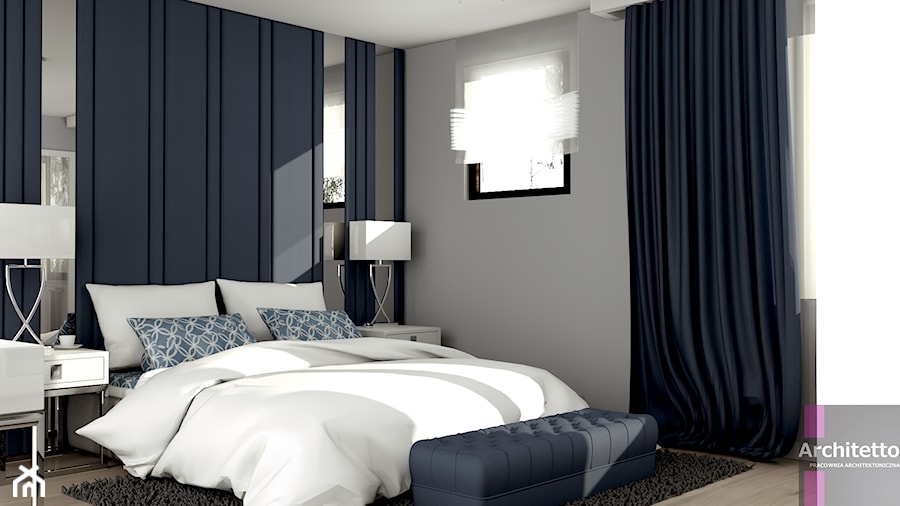 Sypialnia w niebieskim - Sypialnia, styl glamour - zdjęcie od ARCHITETTO