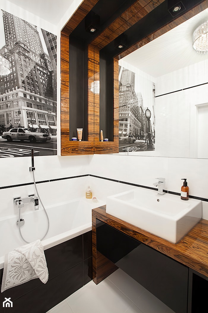 Apartament 50 m.kw w palisandrze - Średnia bez okna łazienka, styl nowoczesny - zdjęcie od ARCHITETTO - Homebook