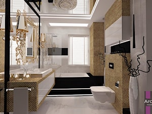 Łazienka w złocie - Duża z marmurową podłogą łazienka z oknem, styl glamour - zdjęcie od ARCHITETTO