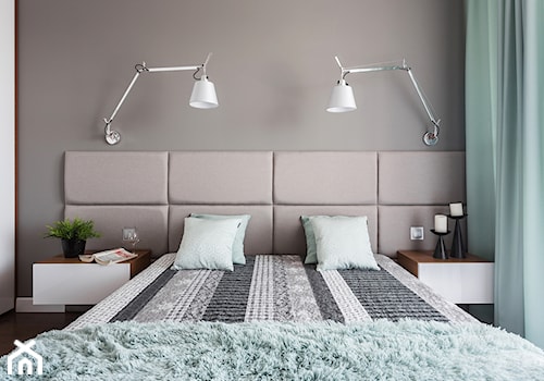 Mała sypialnia - Mała szara sypialnia, styl skandynawski - zdjęcie od ARCHITETTO