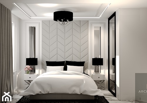 Sypialnia z pikowanym zagłówkiem - Sypialnia, styl nowoczesny - zdjęcie od ARCHITETTO