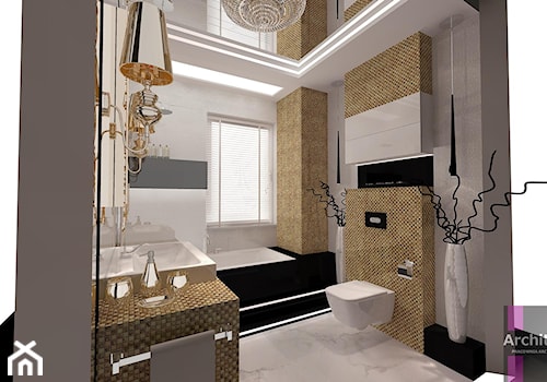 Łazienka w złocie - Mała średnia łazienka z oknem, styl glamour - zdjęcie od ARCHITETTO