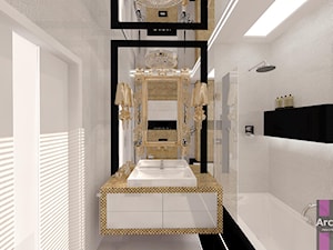 Łazienka w złocie - Mała z lustrem łazienka z oknem, styl glamour - zdjęcie od ARCHITETTO