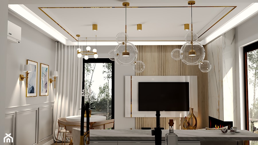 Drewno ze złotem - Salon, styl nowoczesny - zdjęcie od ARCHITETTO