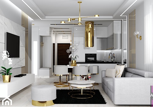 Złoto z bielą - Salon, styl glamour - zdjęcie od ARCHITETTO