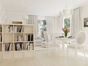 Mieszkanie flower power - Średnia beżowa jadalnia w salonie, styl tradycyjny - zdjęcie od Nasciturus design