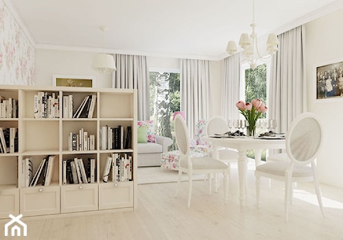 Mieszkanie flower power - Średnia beżowa jadalnia w salonie, styl tradycyjny - zdjęcie od Nasciturus design