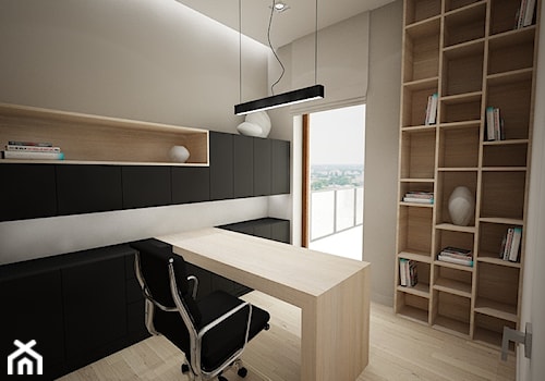 Klasycznie - Średnie w osobnym pomieszczeniu z zabudowanym biurkiem białe biuro, styl nowoczesny - zdjęcie od Nasciturus design