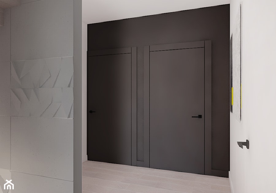 Dom w Zielonce - Średni biały czarny szary hol / przedpokój, styl nowoczesny - zdjęcie od Nasciturus design