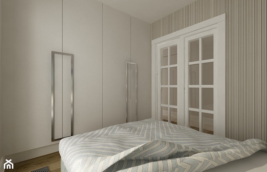 Apartament na Pięknej w Warszawie - Średnia biała szara sypialnia, styl tradycyjny - zdjęcie od Nasciturus design