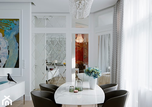 Paryski Szyk - Średnia biała jadalnia jako osobne pomieszczenie, styl glamour - zdjęcie od Nasciturus design