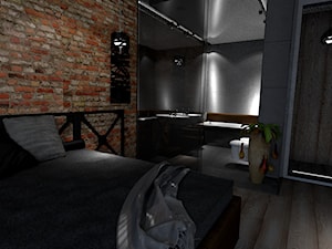Dom w stylu industrailnym - wizualizacje - Średnia czarna sypialnia, styl industrialny - zdjęcie od Nasciturus design