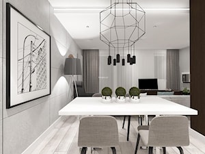 Mieszkanie w Wilanowie - Duża czarna szara jadalnia w salonie, styl nowoczesny - zdjęcie od Nasciturus design