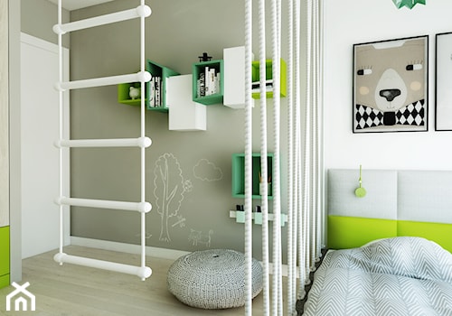 Pokój dziecięcy z liskiem - Średni biały szary pokój dziecka dla dziecka dla nastolatka dla chłopca, styl nowoczesny - zdjęcie od Nasciturus design
