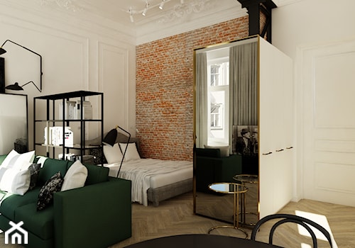 Mikro apartament - Średnia biała sypialnia, styl tradycyjny - zdjęcie od Nasciturus design