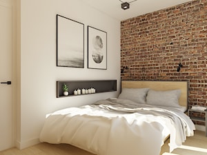 Cegła w roli głównej - Mała biała sypialnia, styl nowoczesny - zdjęcie od Nasciturus design