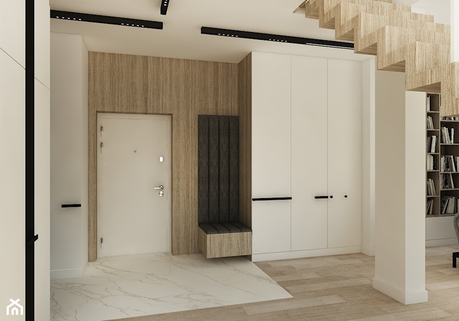 Apartament w Poznaniu - Duży biały z marmurem na podłodze hol / przedpokój, styl nowoczesny - zdjęcie od Nasciturus design