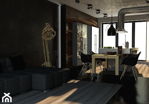 Dom w stylu industrailnym - wizualizacje - Salon, styl industrialny - zdjęcie od Nasciturus design
