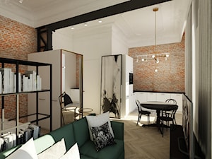 Mikro apartament - Mały biały salon z kuchnią z jadalnią, styl tradycyjny - zdjęcie od Nasciturus design