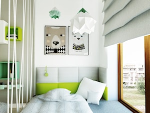Pokój dziecięcy z liskiem - Mały biały szary pokój dziecka dla dziecka dla nastolatka dla chłopca dla dziewczynki, styl nowoczesny - zdjęcie od Nasciturus design