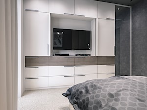 Sypialnia 2 - Mała czarna sypialnia, styl nowoczesny - zdjęcie od wizjaprzestrzeni.pl