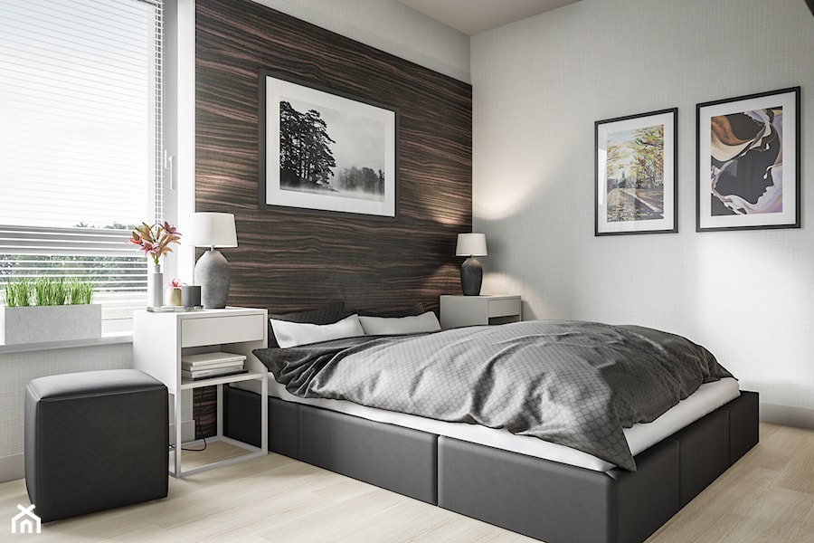 Mieszkanie - kompleksowo - Średnia biała sypialnia, styl nowoczesny - zdjęcie od wizjaprzestrzeni.pl