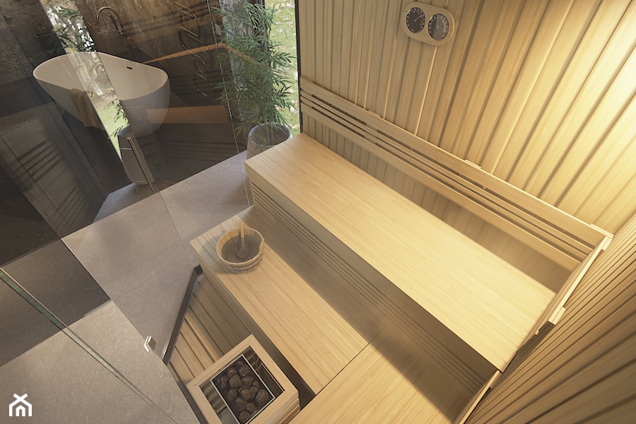 Łazienka z sauną - Łazienka, styl nowoczesny - zdjęcie od wizjaprzestrzeni.pl