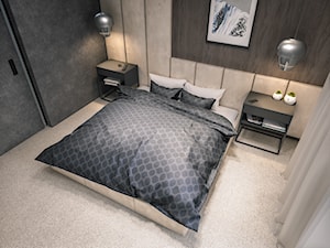 Sypialnia 2 - Mała czarna sypialnia, styl nowoczesny - zdjęcie od wizjaprzestrzeni.pl