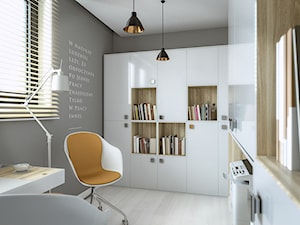 Pracownia w stylu skandynawskim - Średnie w osobnym pomieszczeniu szare biuro, styl skandynawski - zdjęcie od wizjaprzestrzeni.pl