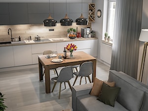 Małe Mieszkanie - Salon - Kuchnia, styl nowoczesny - zdjęcie od wizjaprzestrzeni.pl