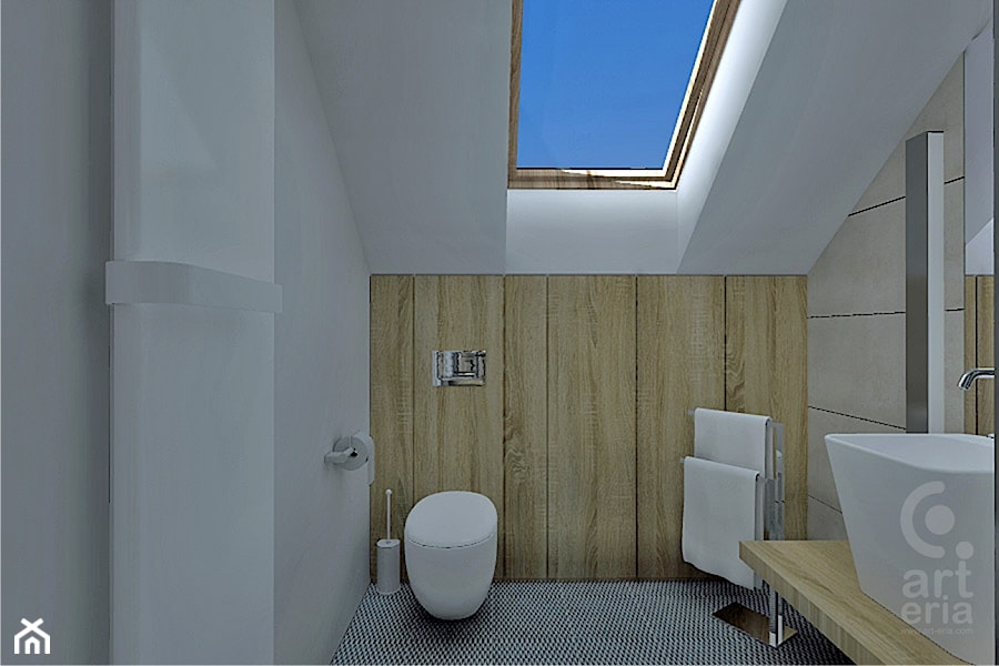Projekt aranżacji wnętrz w Rudach - Łazienka, styl minimalistyczny - zdjęcie od ART-ERIA pracownia architektoniczna Agnieszka Piekorz