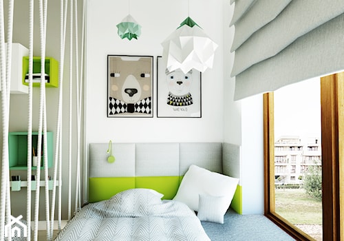 Pokój dziecięcy z liskiem - Mały biały pokój dziecka dla dziecka dla chłopca dla dziewczynki, styl nowoczesny - zdjęcie od LIVING BOX