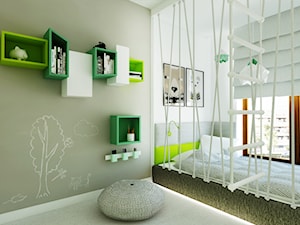 Z nutą turkusu - Średni biały szary pokój dziecka dla nastolatka dla chłopca, styl nowoczesny - zdjęcie od LIVING BOX