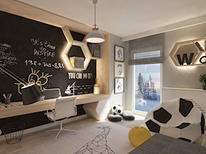 Mieszkanie dla Młodego Piłkarza - Średni szary pokój dziecka dla dziecka dla nastolatka dla chłopca dla dziewczynki, styl nowoczesny - zdjęcie od LIVING BOX