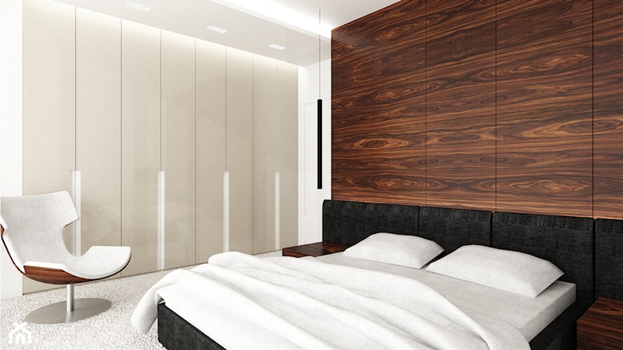 Gdynia - Duża biała sypialnia, styl nowoczesny - zdjęcie od LIVING BOX
