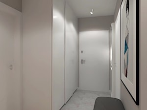 Monochromatyczna aranżacja wnętrza w kolorze szarym - Średni szary hol / przedpokój, styl minimalistyczny - zdjęcie od LIVING BOX