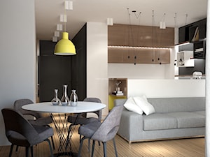 Mieszkanie dla singla - Mały biały salon z jadalnią, styl nowoczesny - zdjęcie od LIVING BOX