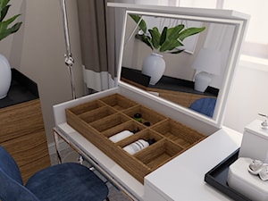 Eklektyczny - Biała szara sypialnia, styl tradycyjny - zdjęcie od LIVING BOX