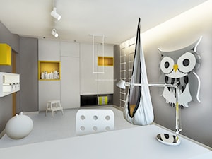 Dom z kominkiem w roli głównej - Średni biały szary pokój dziecka dla nastolatka dla chłopca dla dziewczynki, styl nowoczesny - zdjęcie od LIVING BOX