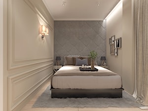 Z nutą turkusu - Średnia beżowa biała sypialnia, styl tradycyjny - zdjęcie od LIVING BOX