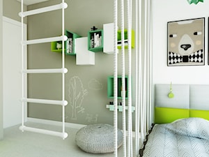 Z nutą turkusu - Średni szary pokój dziecka dla dziecka dla chłopca dla dziewczynki, styl nowoczesny - zdjęcie od LIVING BOX