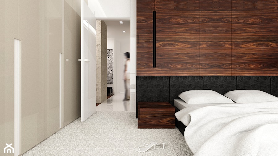 Gdynia - Średnia beżowa brązowa sypialnia, styl nowoczesny - zdjęcie od LIVING BOX