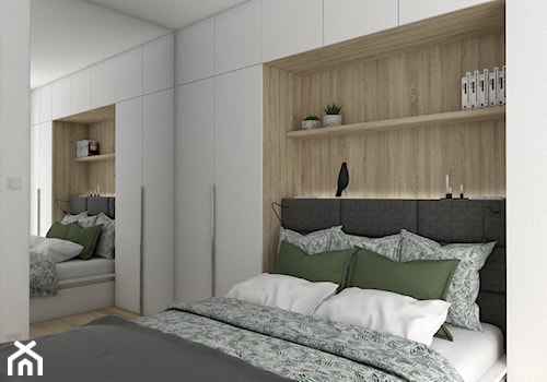 Ekologicznie w Sochaczewie - Średnia beżowa biała sypialnia, styl skandynawski - zdjęcie od LIVING BOX