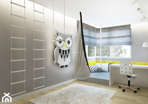 Dom z kominkiem w roli głównej - Średni szary pokój dziecka dla dziecka dla chłopca, styl nowoczesny - zdjęcie od LIVING BOX