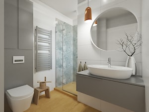 ŁAZIENKA / ŁABĘDY / GLIWICE - Średnia z punktowym oświetleniem łazienka z oknem, styl skandynawski - zdjęcie od STUDIO KOLOROVA