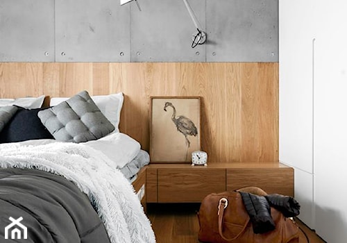 Apartament na Muranowie - Średnia szara sypialnia, styl nowoczesny - zdjęcie od oikoi