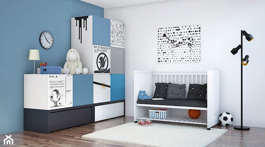 Średni biały niebieski pokój dziecka dla dziecka dla chłopca, styl tradycyjny - zdjęcie od VOX